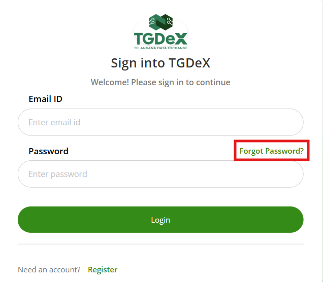 Clicking on Forgot Password
