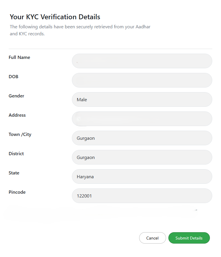 Submitting eKYC verification details